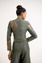 Noor-e-Chanderi Crystal Hand-Embroidered Indo Western