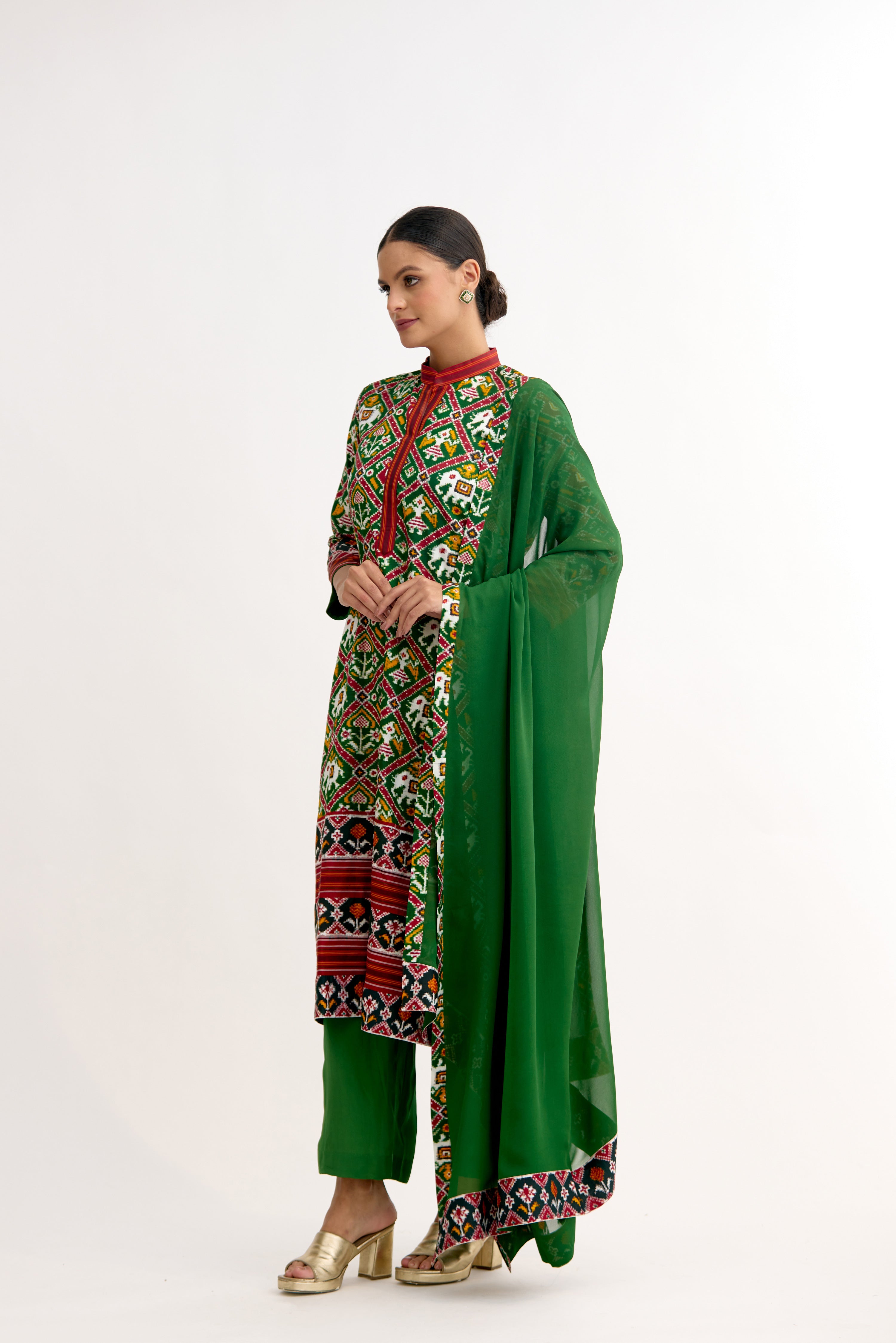 Roopkala Patola Weave Designer Straight Suit Set
