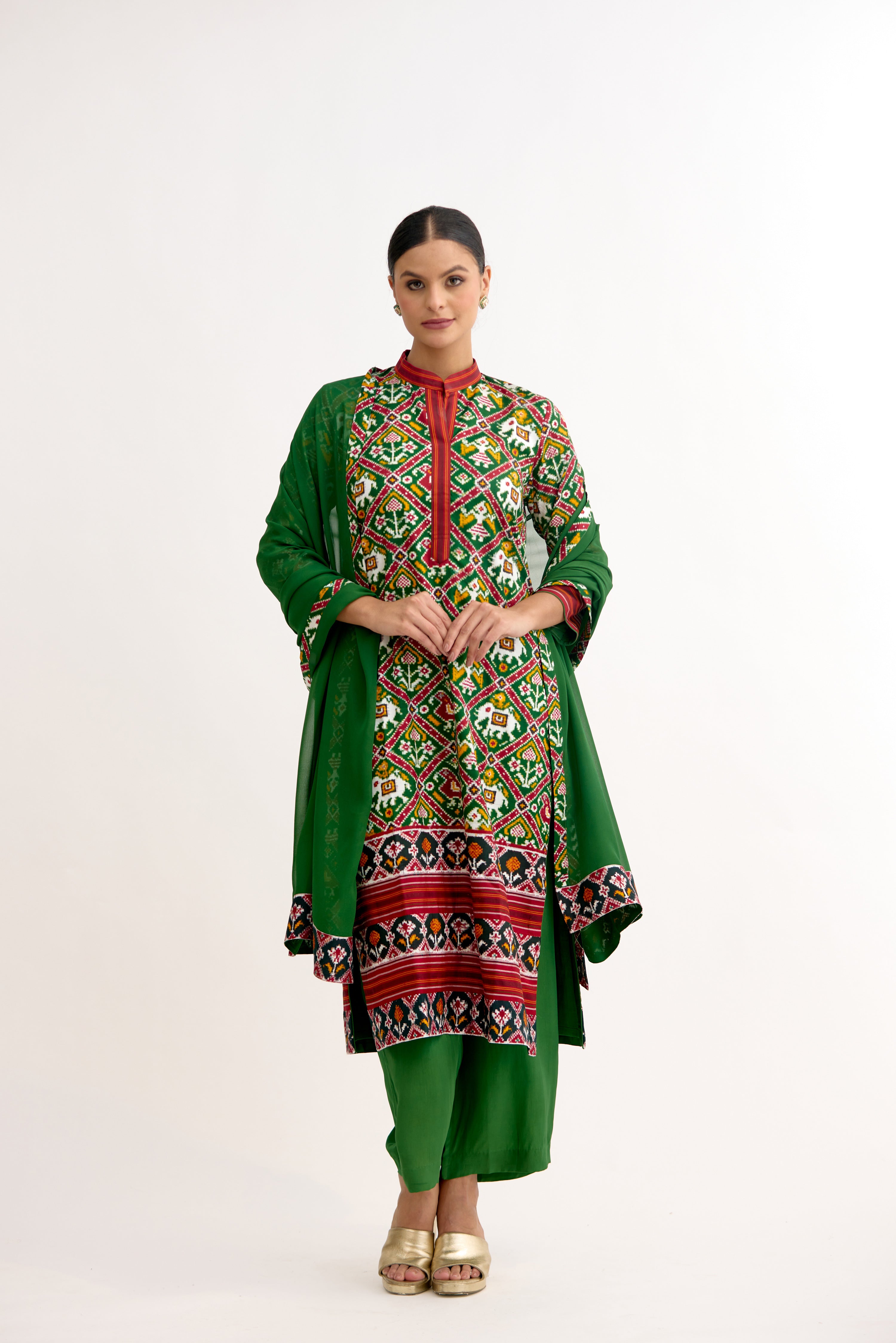 Roopkala Patola Weave Designer Straight Suit Set