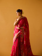 Royal Surkh Heirloom Red Jamdani Kora Silk Real Zari Saree