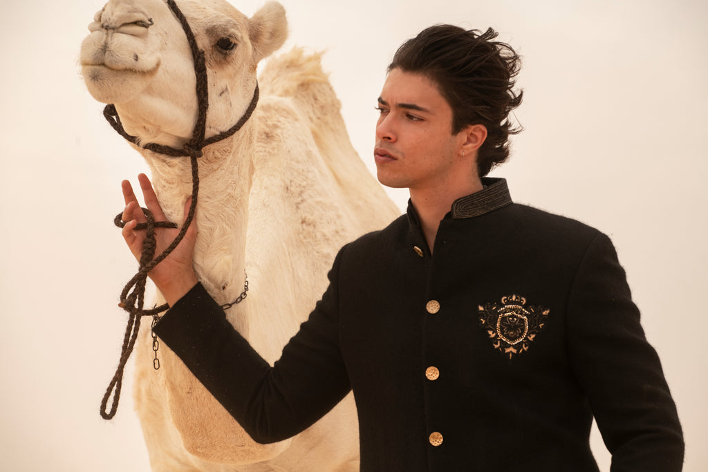 Zar-E-Nawab Cashmere Handcrafted Embroidered Bandhgala