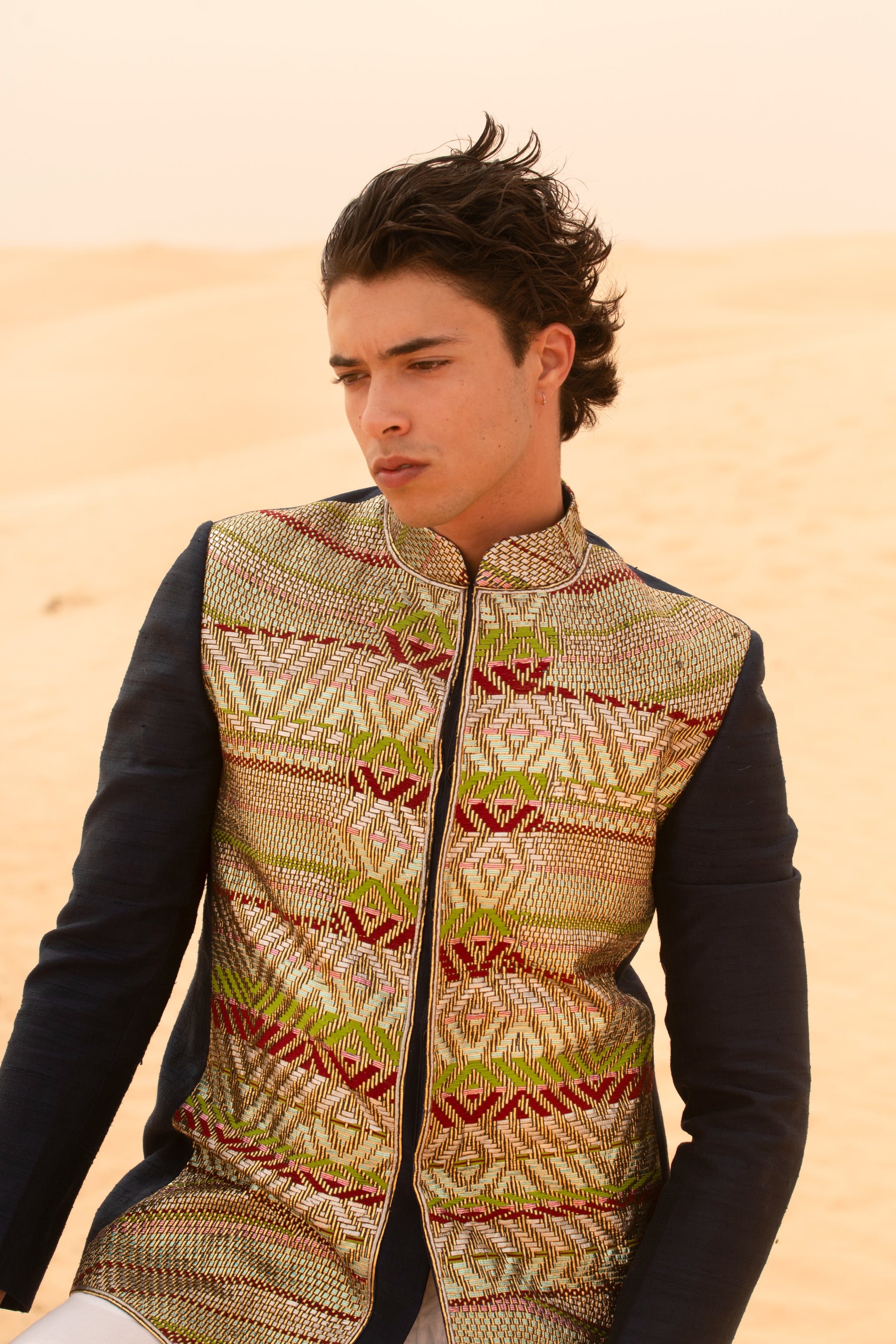 Shahi Parampara Resham Zari Threadwork Pure Raw Silk Bandhgala