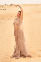 Zarbaft Royale Cutdana and Sequin Embroidery Organza Cape Set