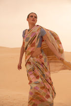 Ethereal Beige Tussar Georgette Saree