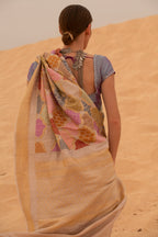 Ethereal Beige Tussar Georgette Saree