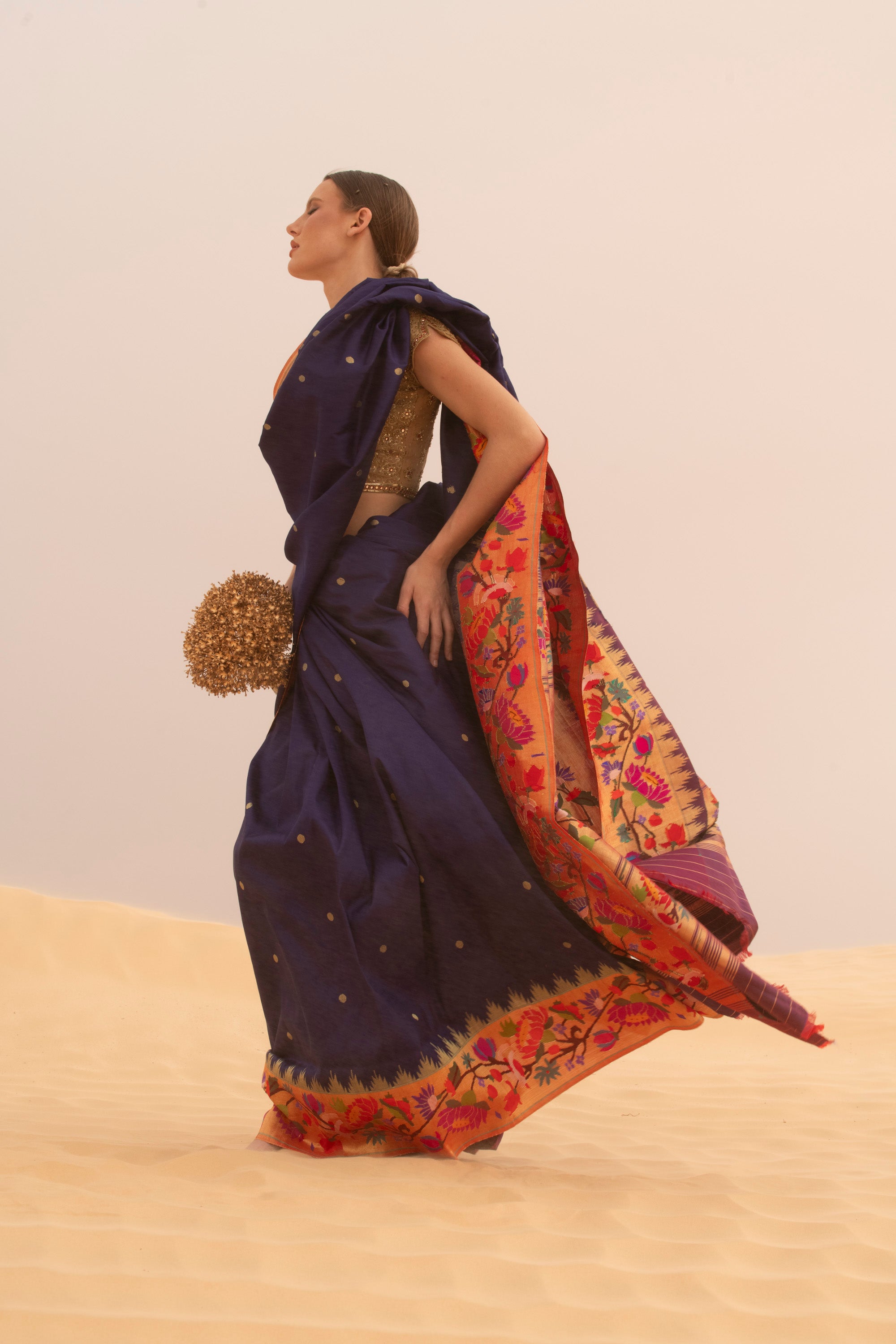 Shahi Aubergine Paithani Silk Saree