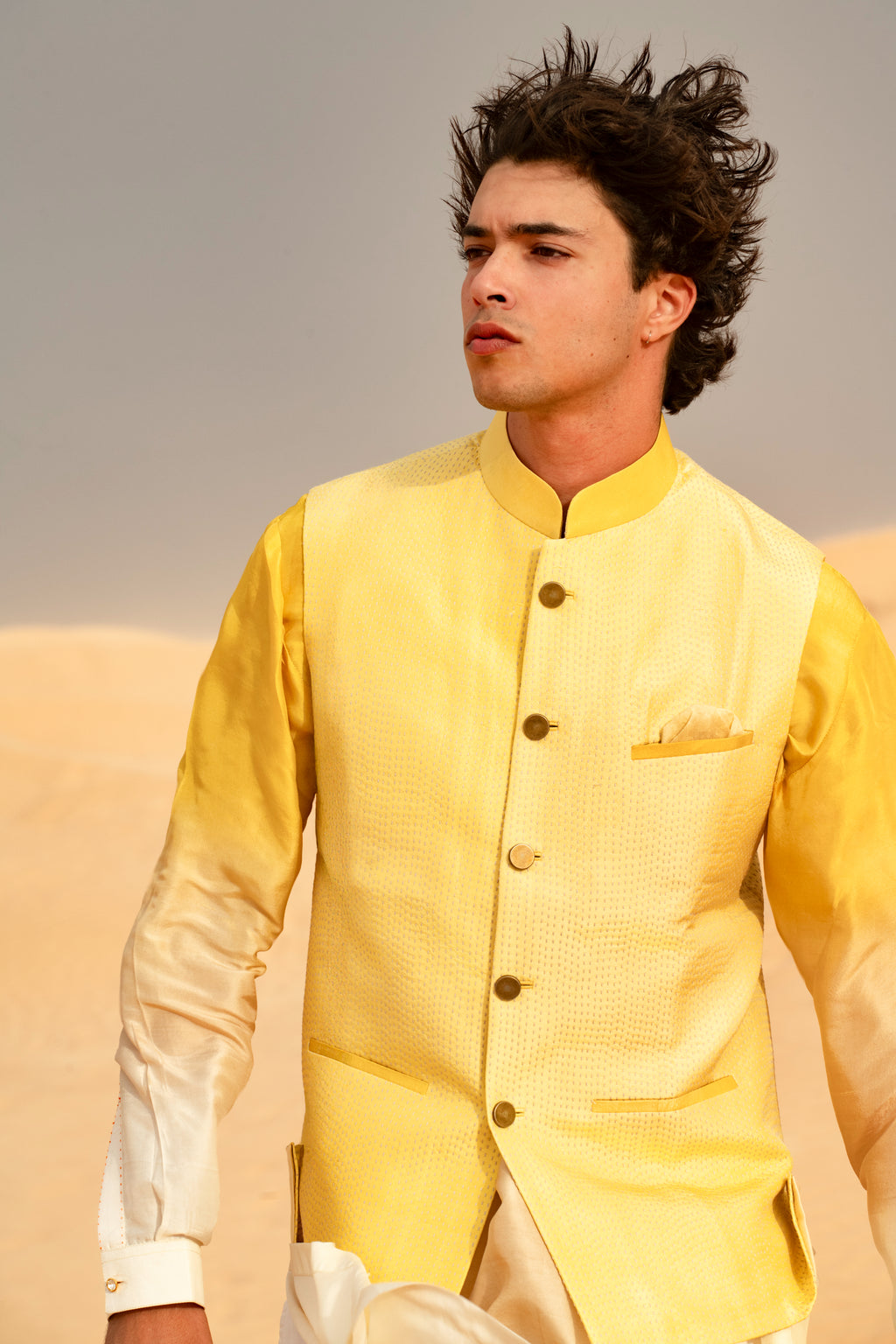 Rivaaz-e- Dhaghai Taka Handcrafted Silk Nehru Jacket