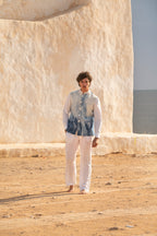 Royal Mist Hand-Spray Pure Cashmere Nehru Jacket