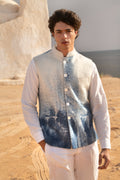 Royal Mist Hand-Spray Pure Cashmere Nehru Jacket