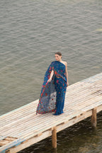 Regal Turquoise Blue Royale Georgette Saree