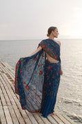 Regal Turquoise Blue Royale Georgette Saree