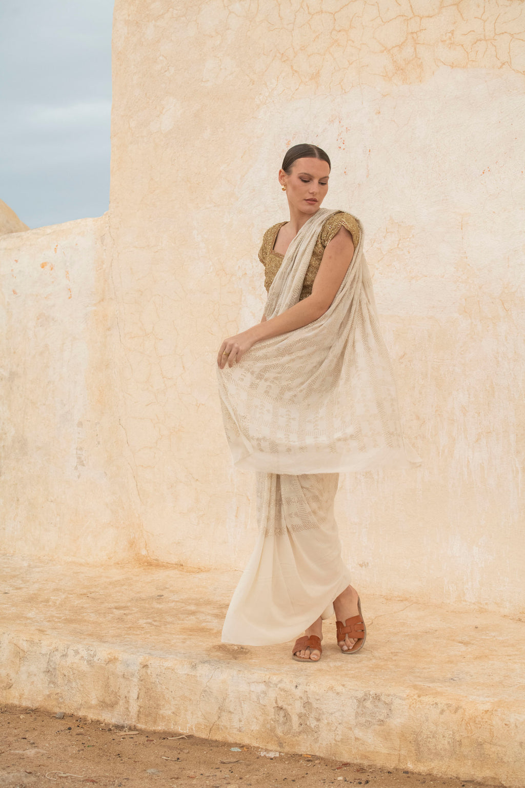 Timeless Ivory Heirloom Tilla Work Saree