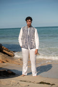 Rajsi Pearl Moti Paisley Design Dori Front Line Silk Nehru Jacket