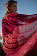 Burgundy Royale Crystal Georgette Saree