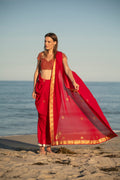 Crimson Regalia Tilla Work Georgette Saree