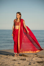Crimson Regalia Tilla Work Georgette Saree