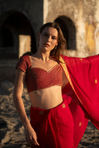 Crimson Regalia Tilla Work Georgette Saree