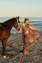 Midnight Merlot Tilla Work Satin Saree