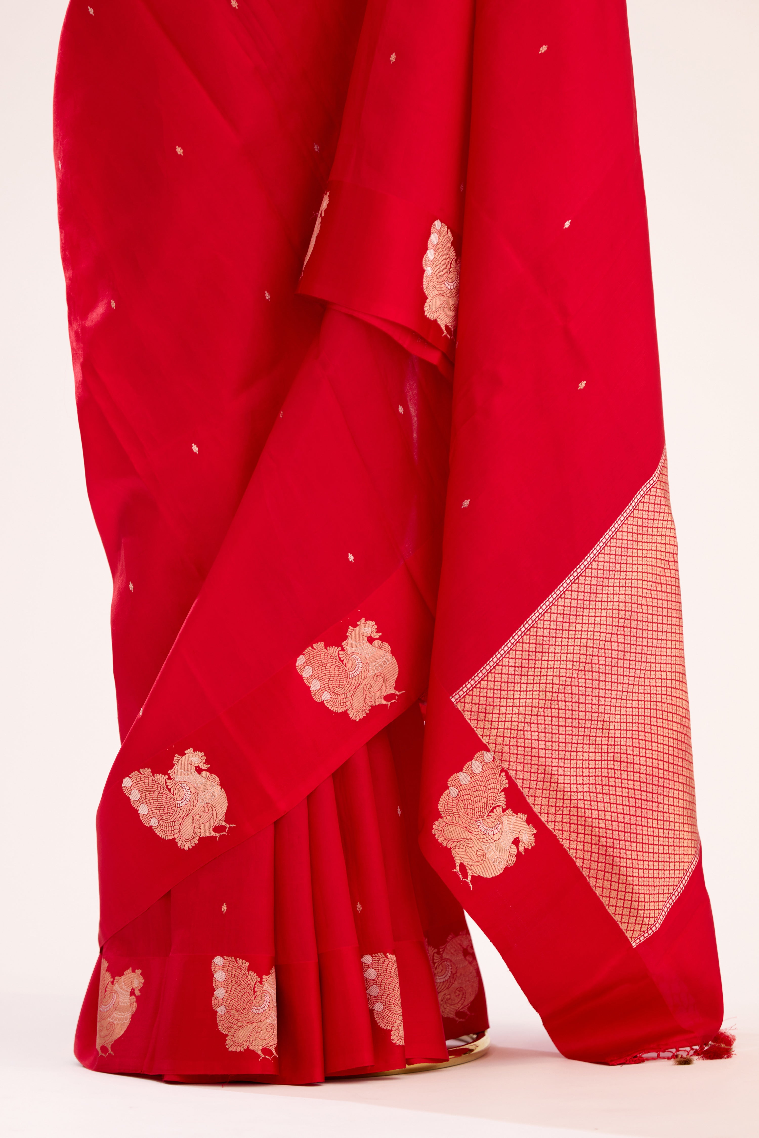 Scarlet Red Banarasi Silk Handloom Saree