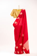 Scarlet Red Banarasi Silk Handloom Saree