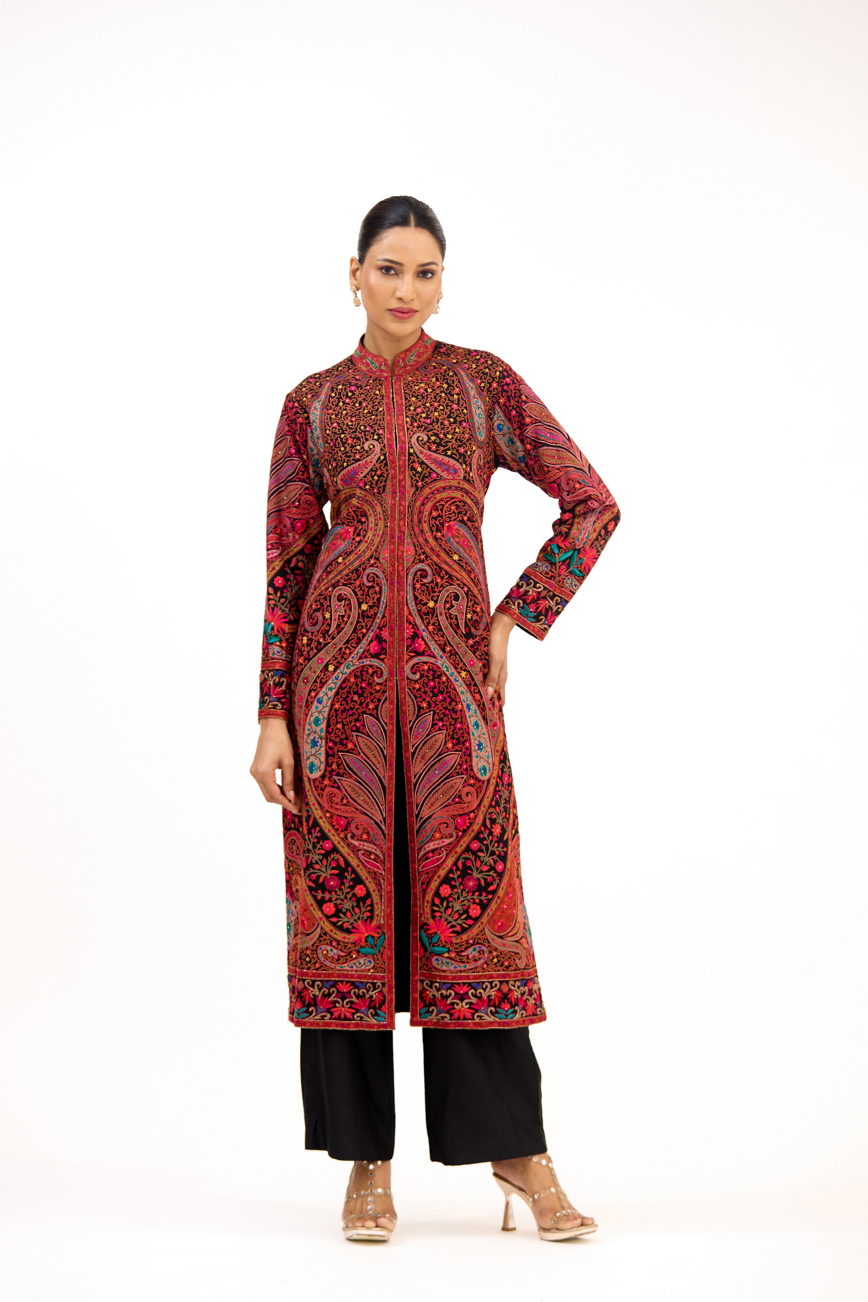 Rang-e-Noor Hand-Embroidered Crystal & Cutdana Georgette Straight Suit Set