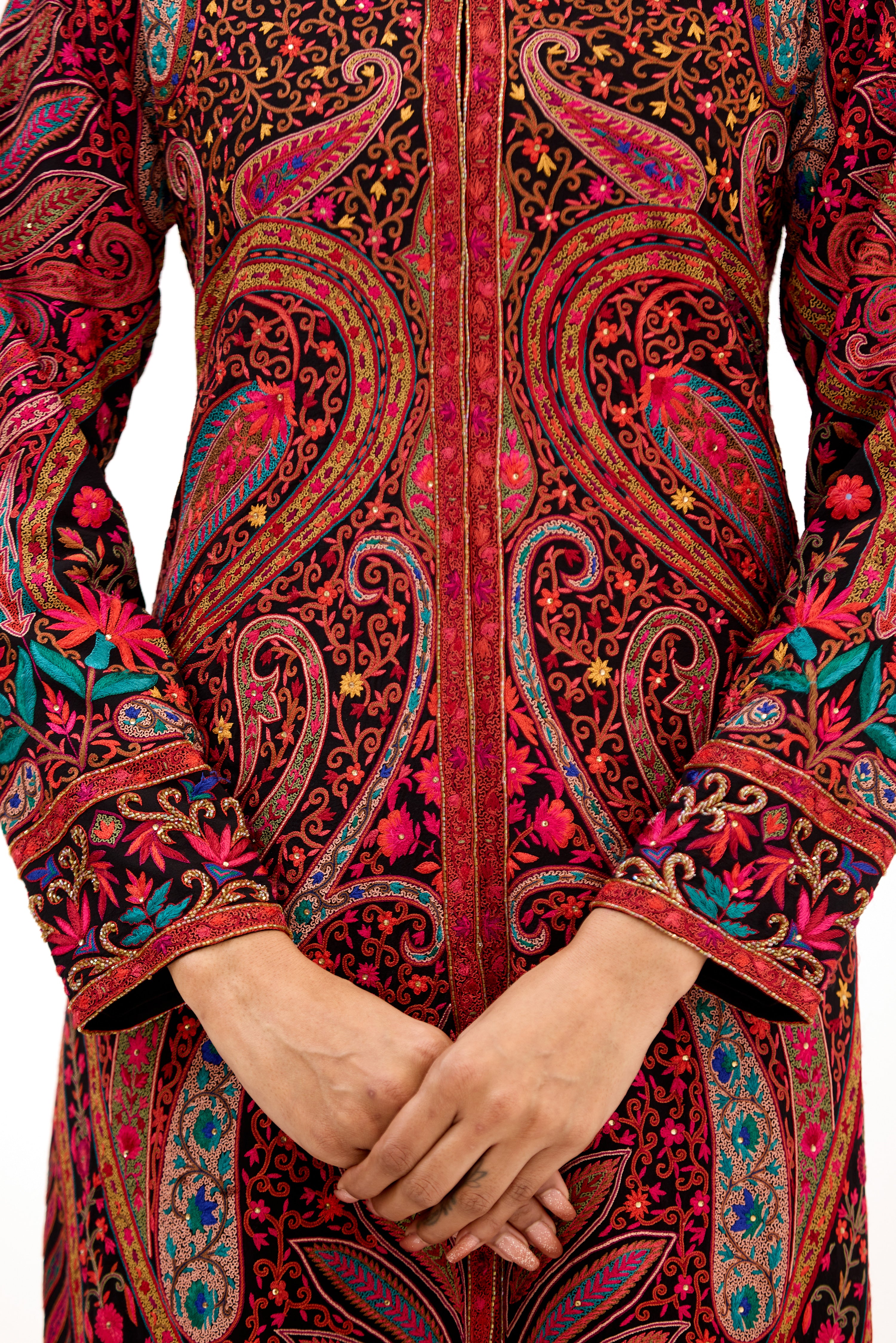 Rang-e-Noor Hand-Embroidered Crystal & Cutdana Georgette Straight Suit Set