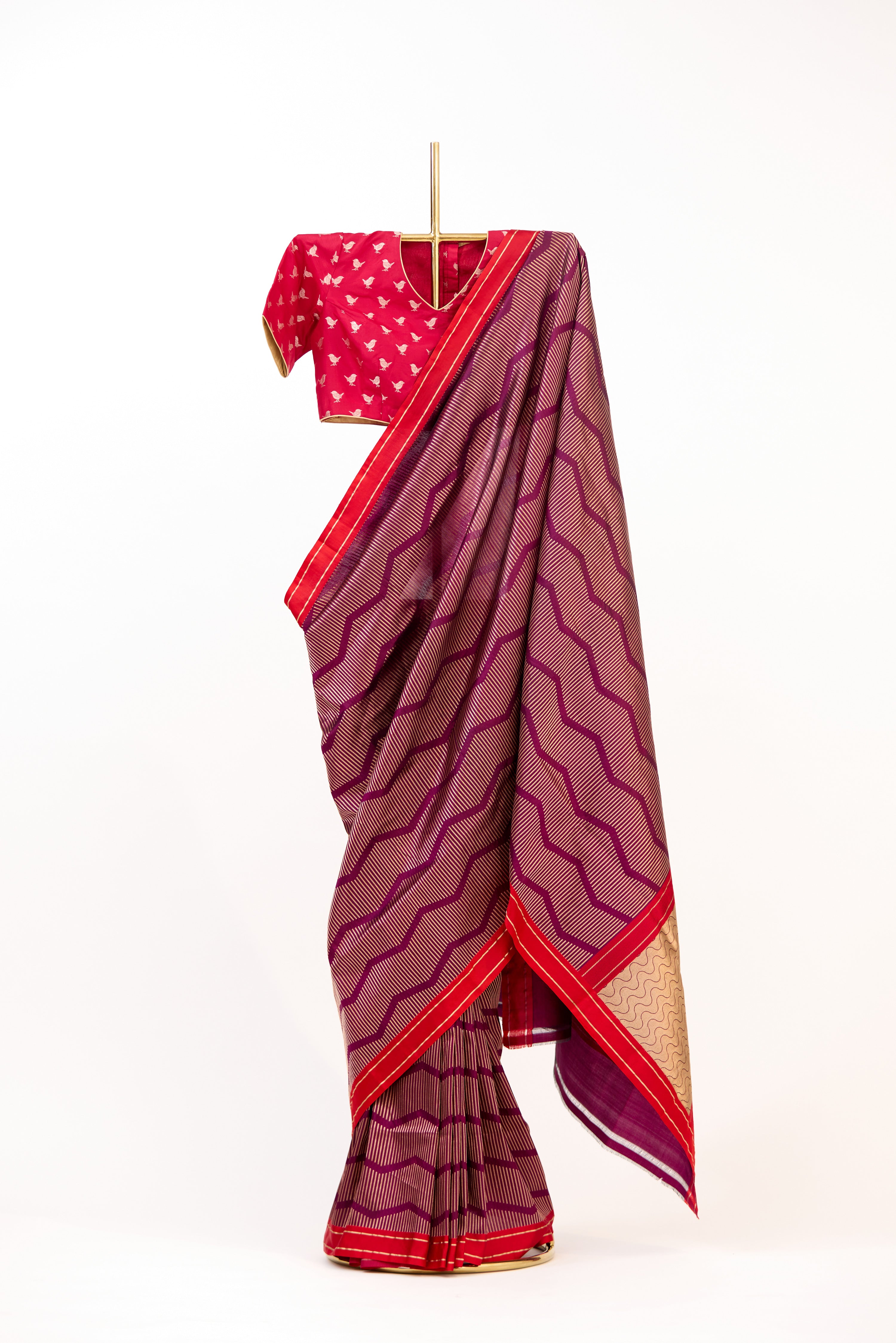 Regal Wine Banarsi Silk Handloom Saree
