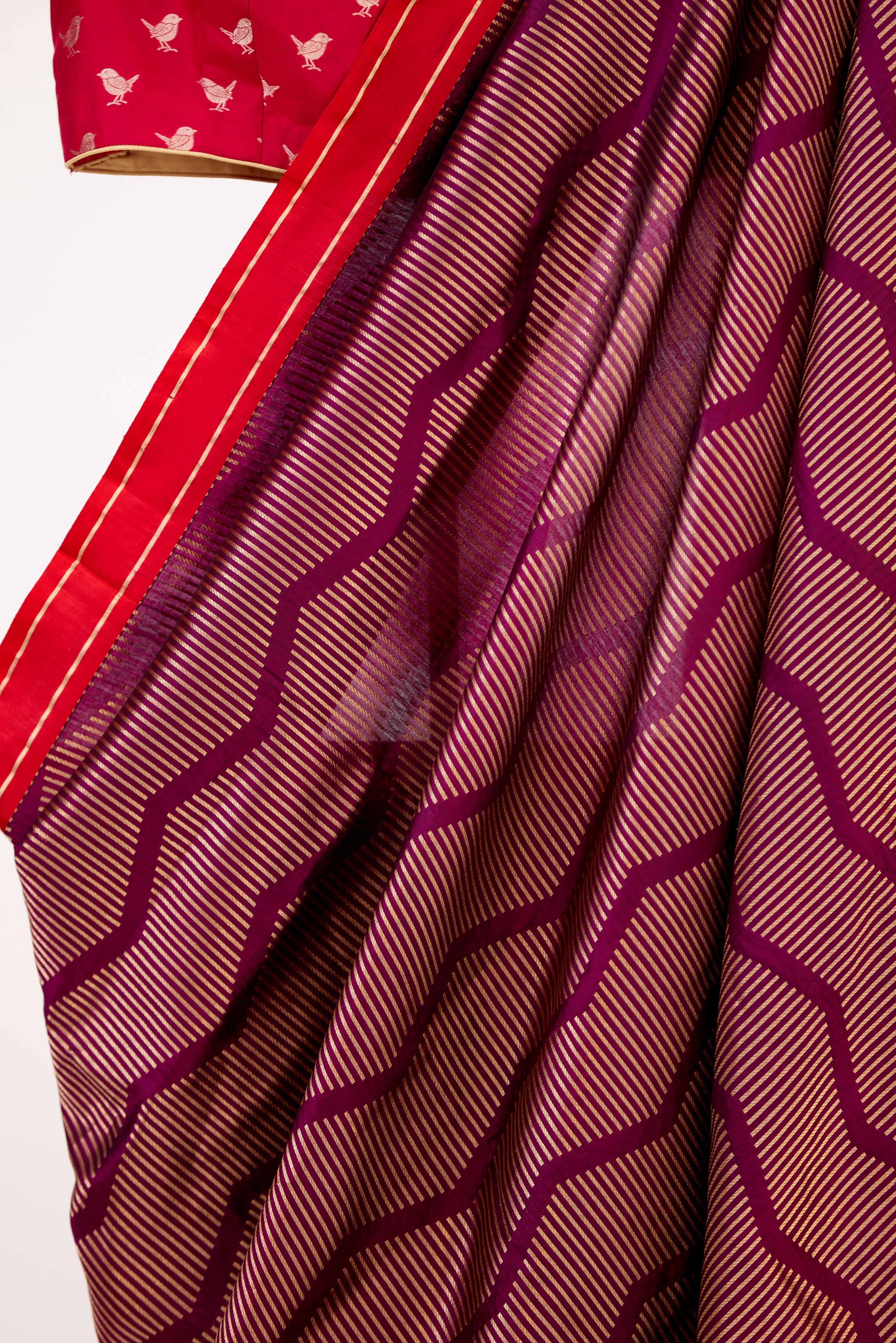 Regal Wine Banarsi Silk Handloom Saree