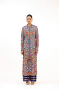 PushpLeher Multicolour Threadwork Paisley Floral Georgette Straight Suit