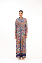 PushpLeher Multicolour Threadwork Paisley Floral Georgette Straight Suit