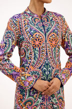 PushpLeher Multicolour Threadwork Paisley Floral Georgette Straight Suit
