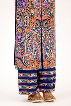 PushpLeher Multicolour Threadwork Paisley Floral Georgette Straight Suit