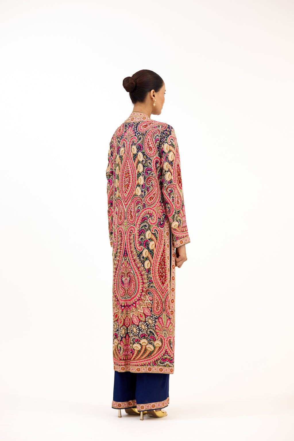 Jamewar Multicolour Threadwork Resham and Delicate Crystal Straight Suit Set