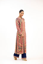 Jamewar Multicolour Threadwork Resham and Delicate Crystal Straight Suit Set
