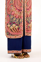 Jamewar Multicolour Threadwork Resham and Delicate Crystal Straight Suit Set