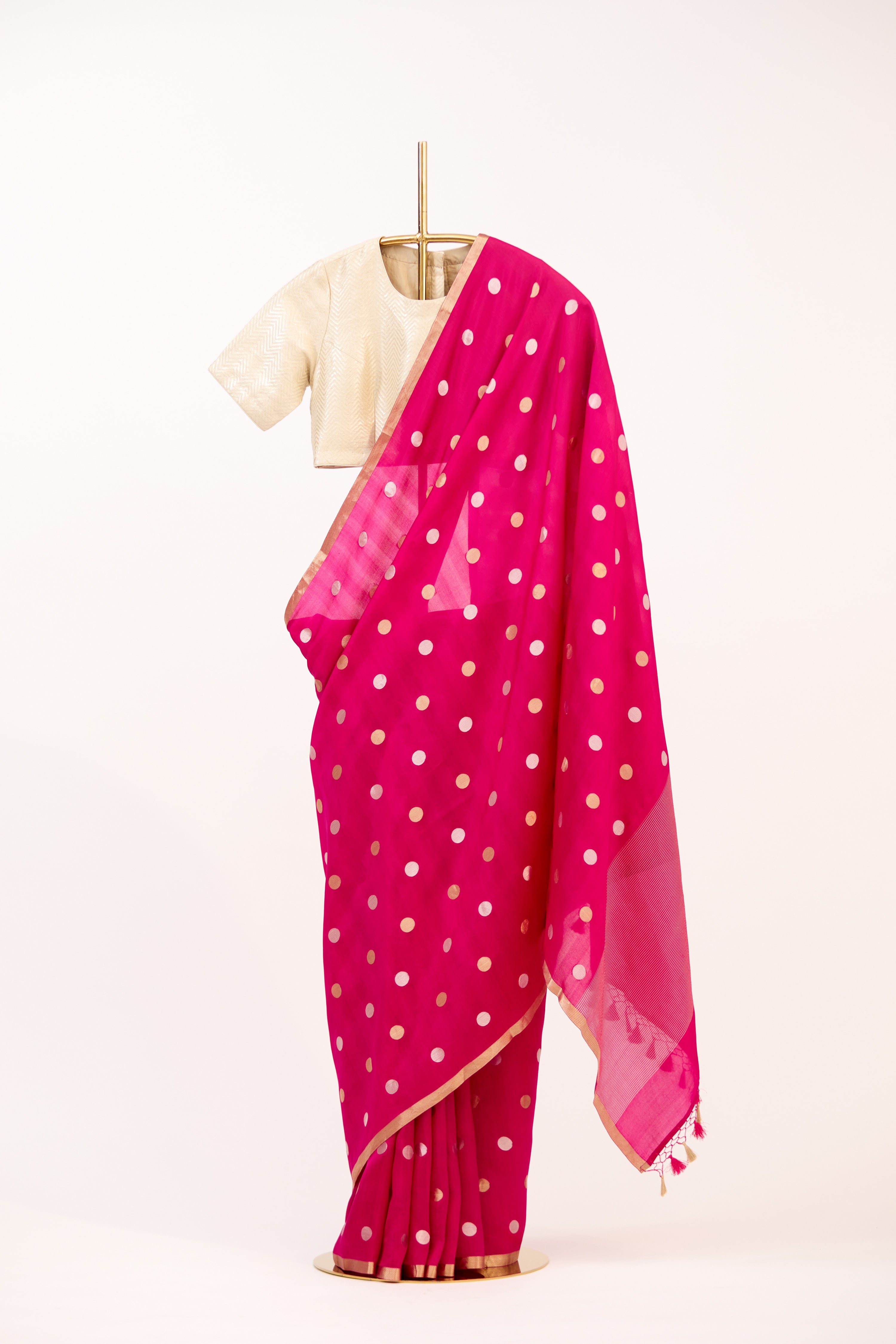 Fuchsia Pink Banarasi Silk Handloom Saree