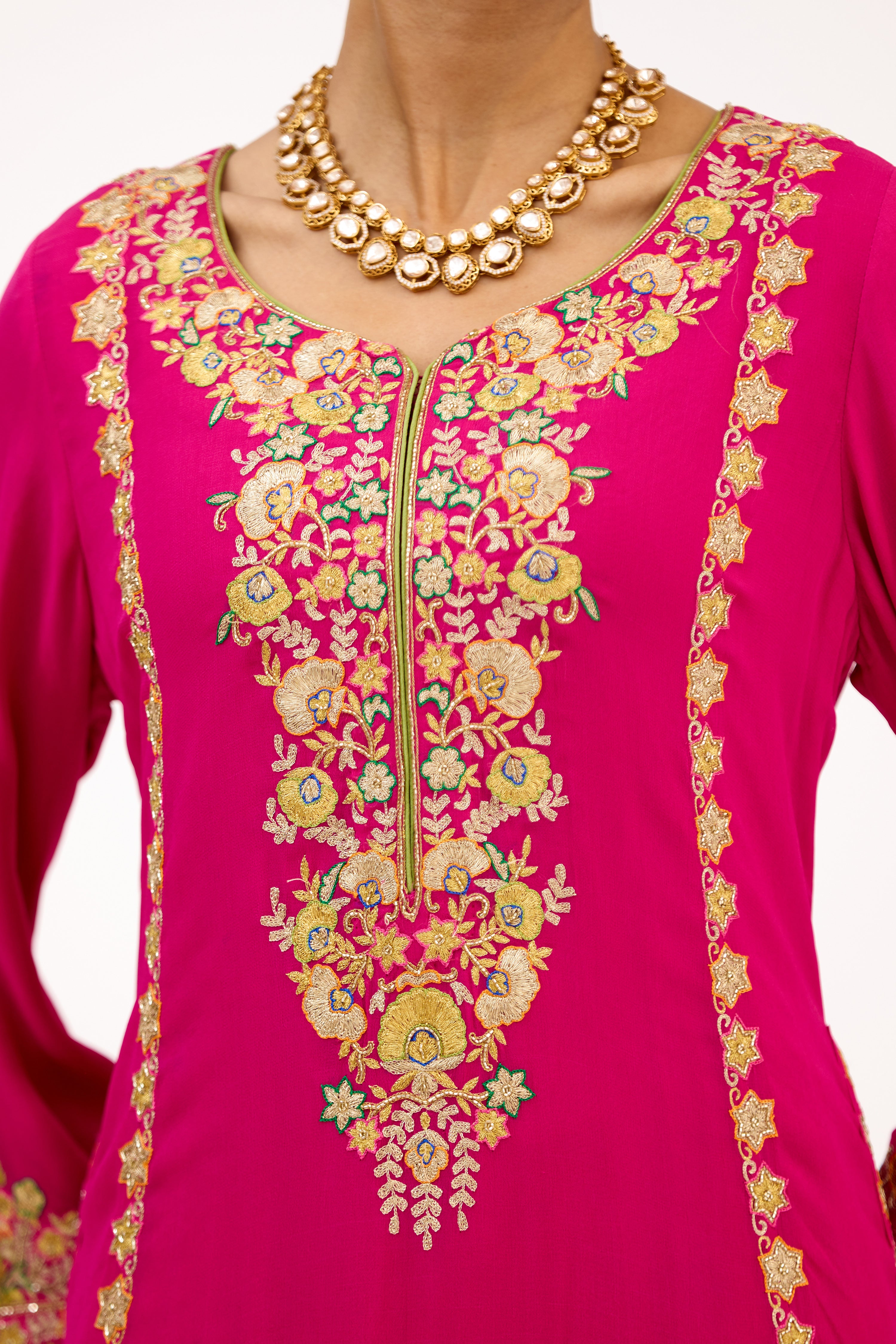 Shirin-E-Zari Parsi Embroidered Georgette Salwar Suit Set