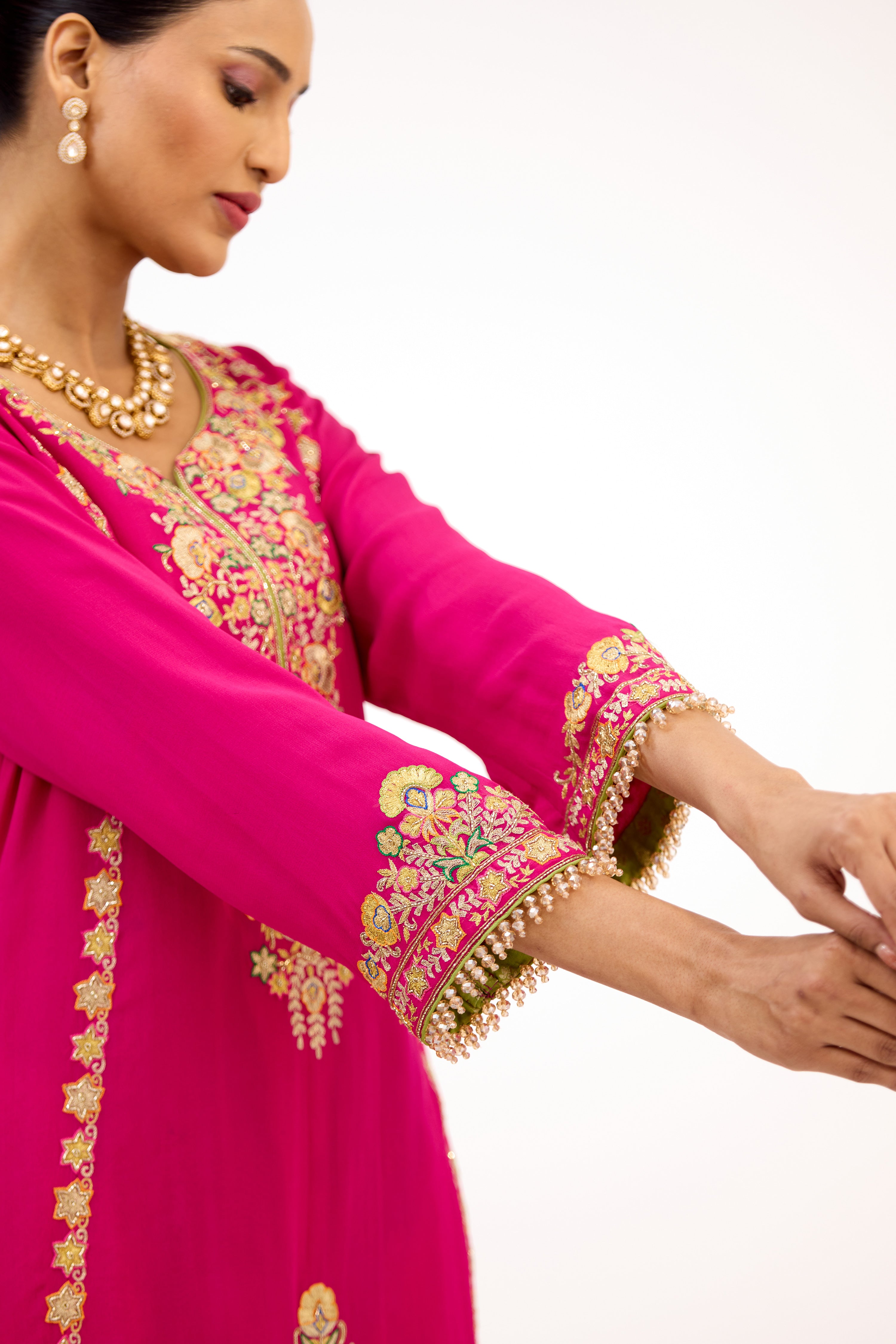 Shirin-E-Zari Parsi Embroidered Georgette Salwar Suit Set