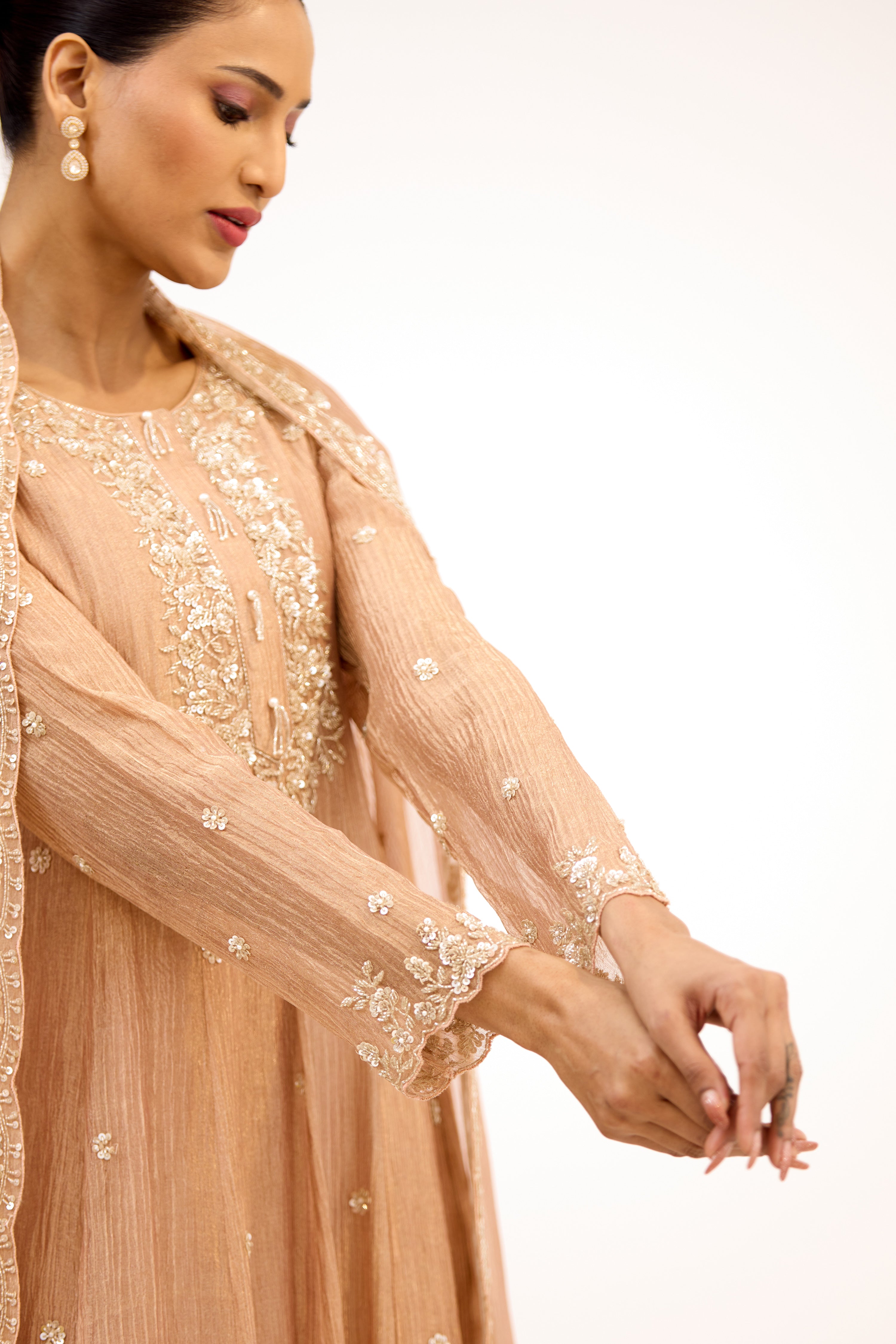Rajkumari Tissue with Pearl & Sequin Embroidery Anarkali Suit Set