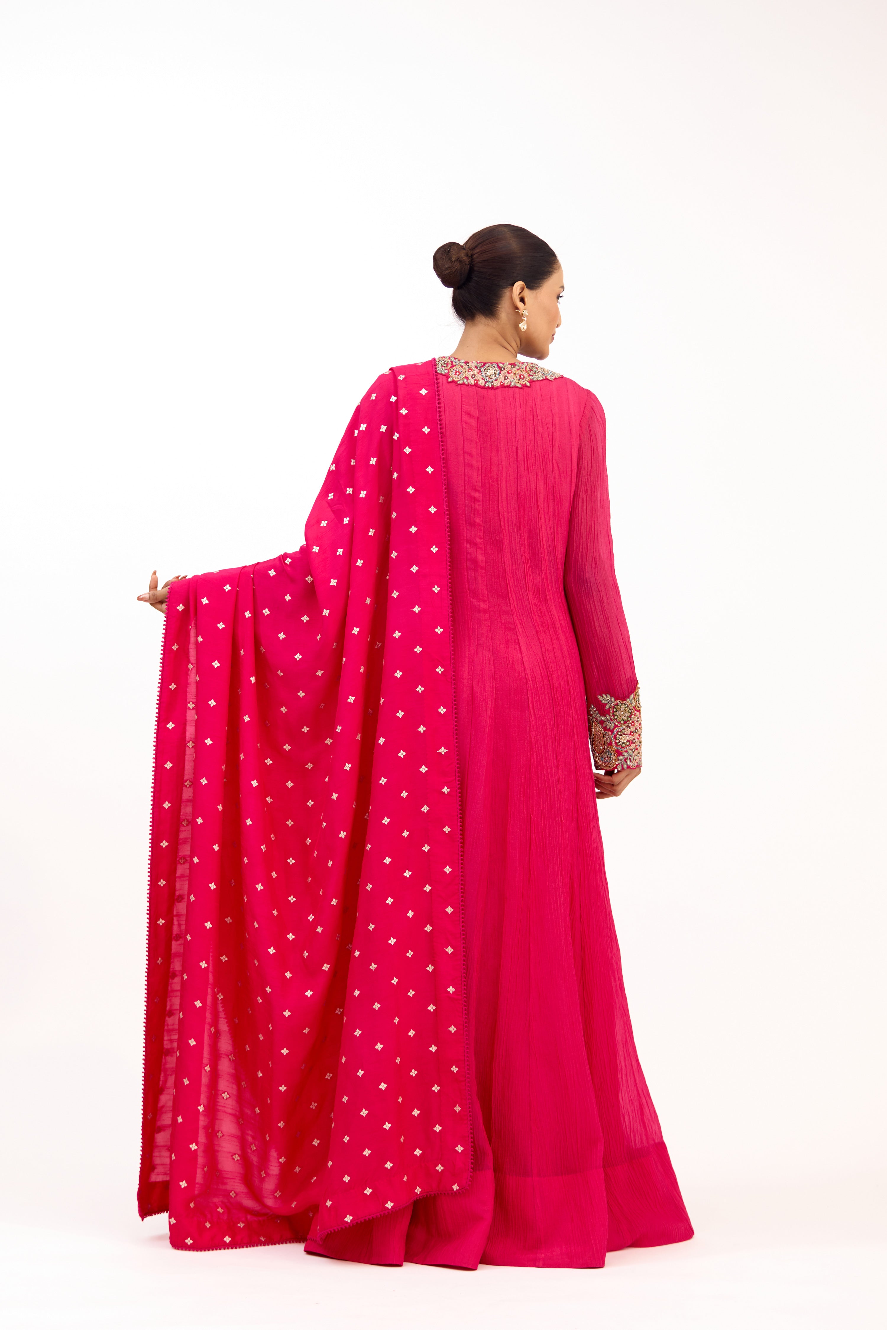Zehra Surkh Pearl & Sequin Embellished Anarkali Suit Set