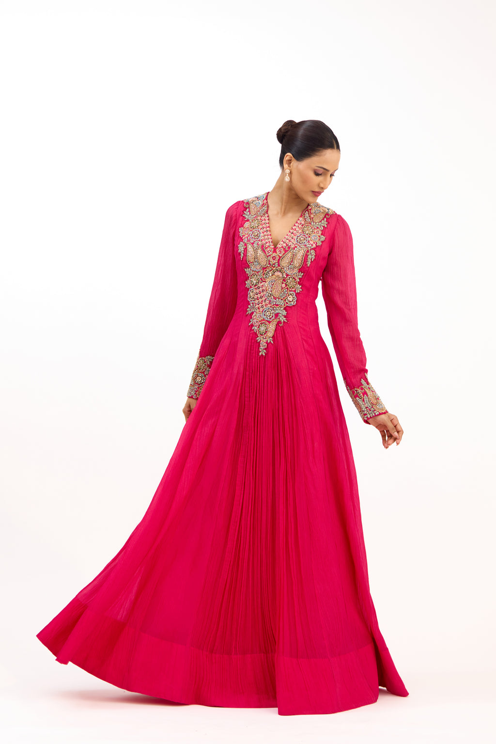 Zehra Surkh Pearl & Sequin Embellished Anarkali Suit Set