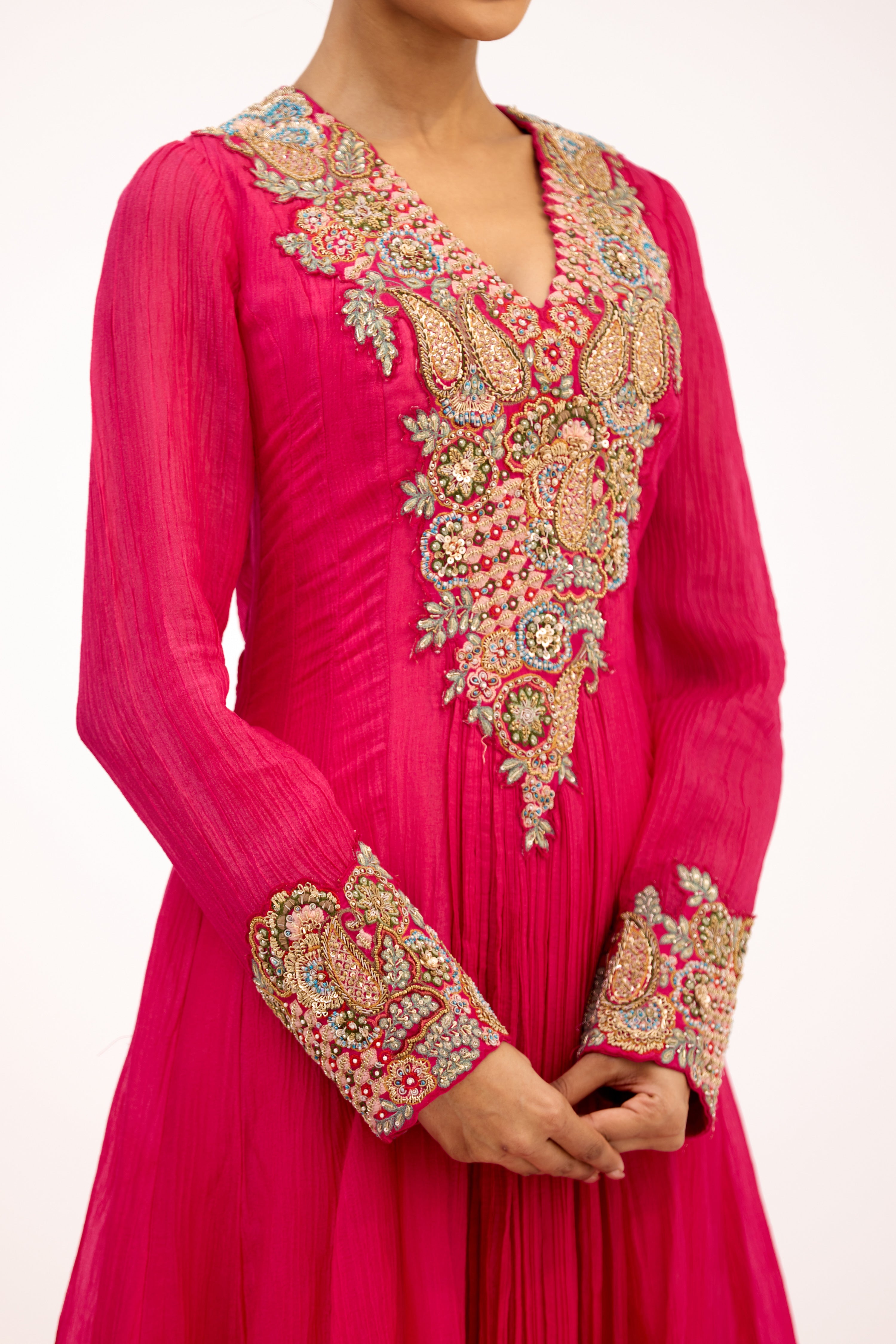 Zehra Surkh Pearl & Sequin Embellished Anarkali Suit Set
