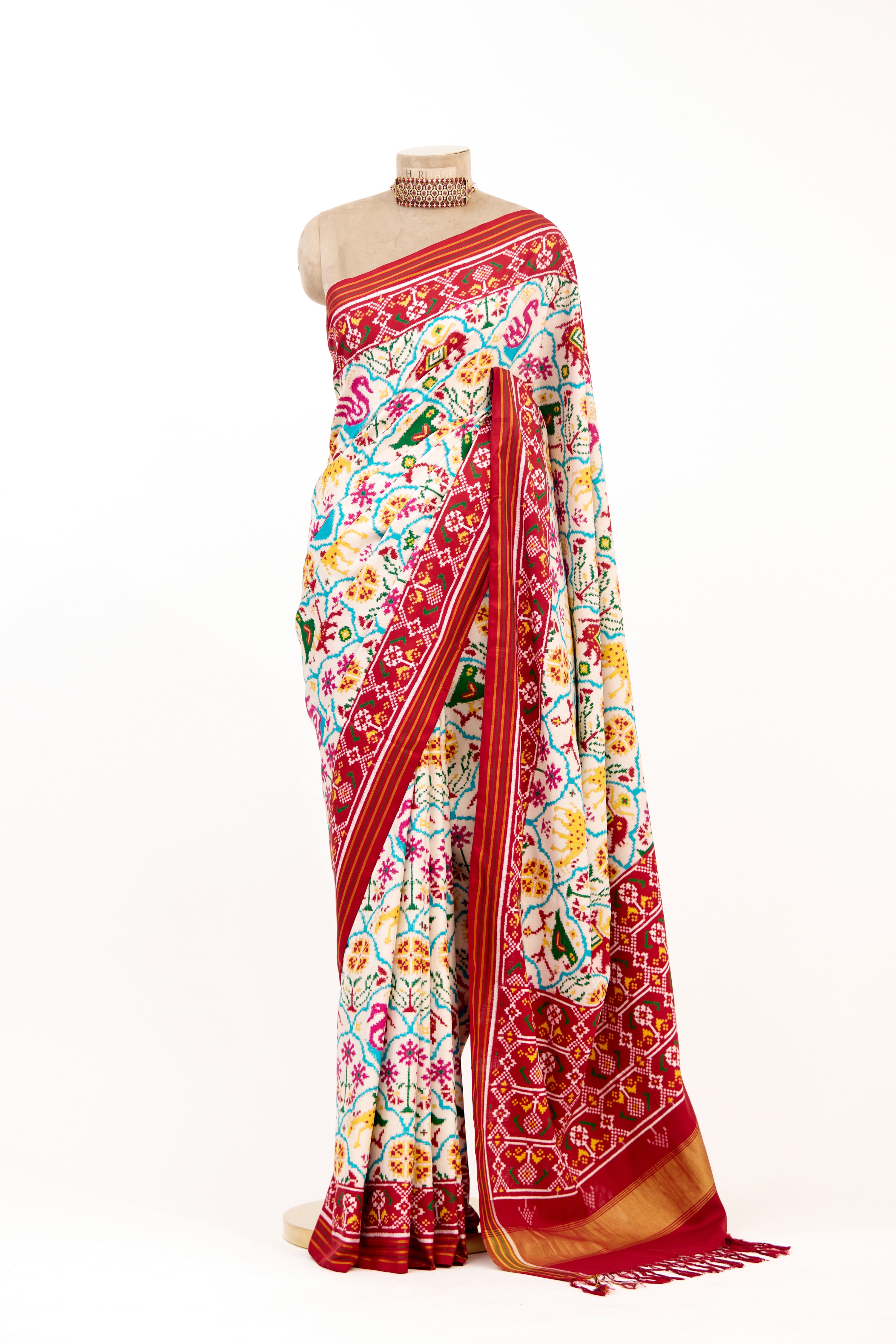 Ivory Opulence Patan Patola Silk Saree