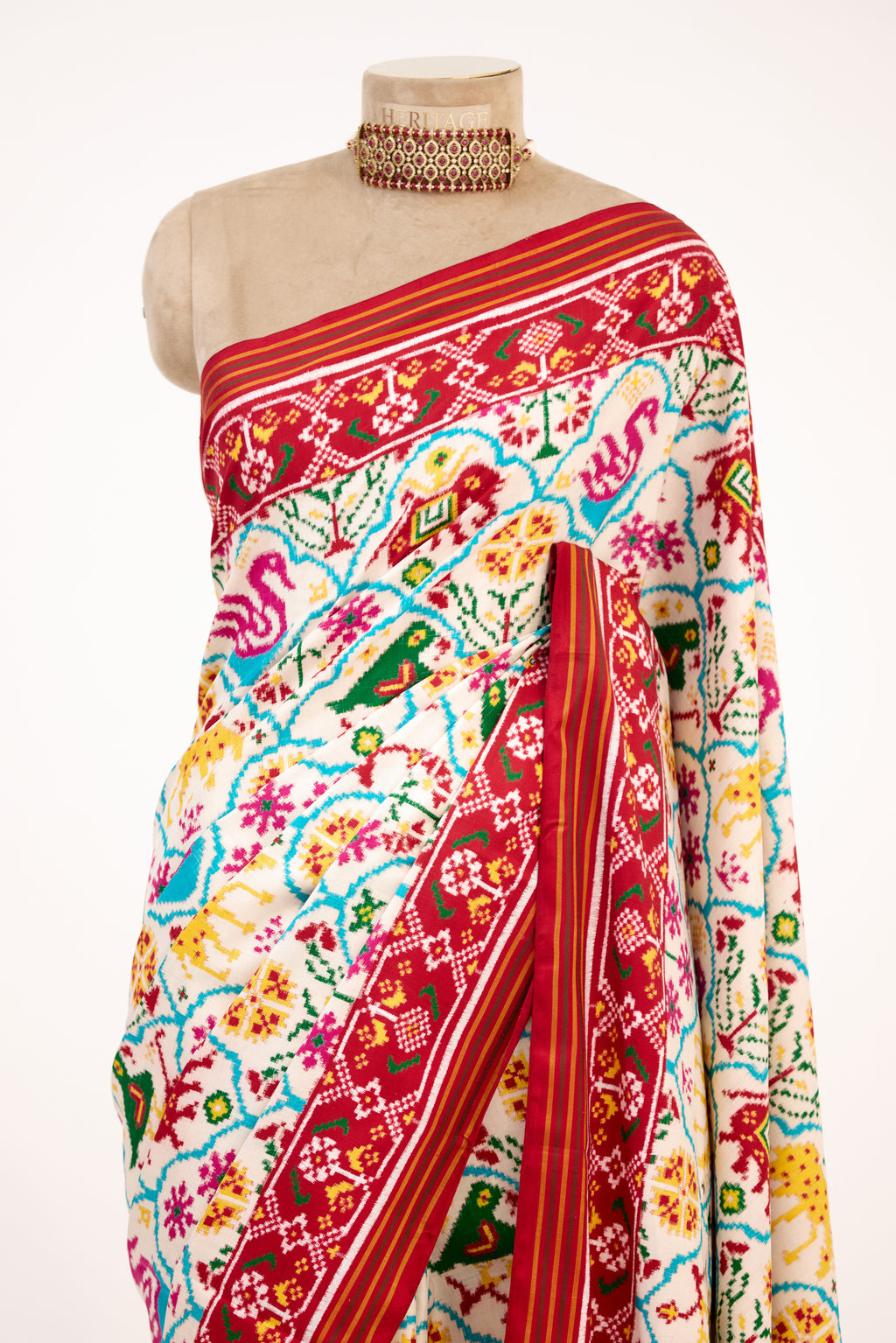 Ivory Opulence Patan Patola Silk Saree