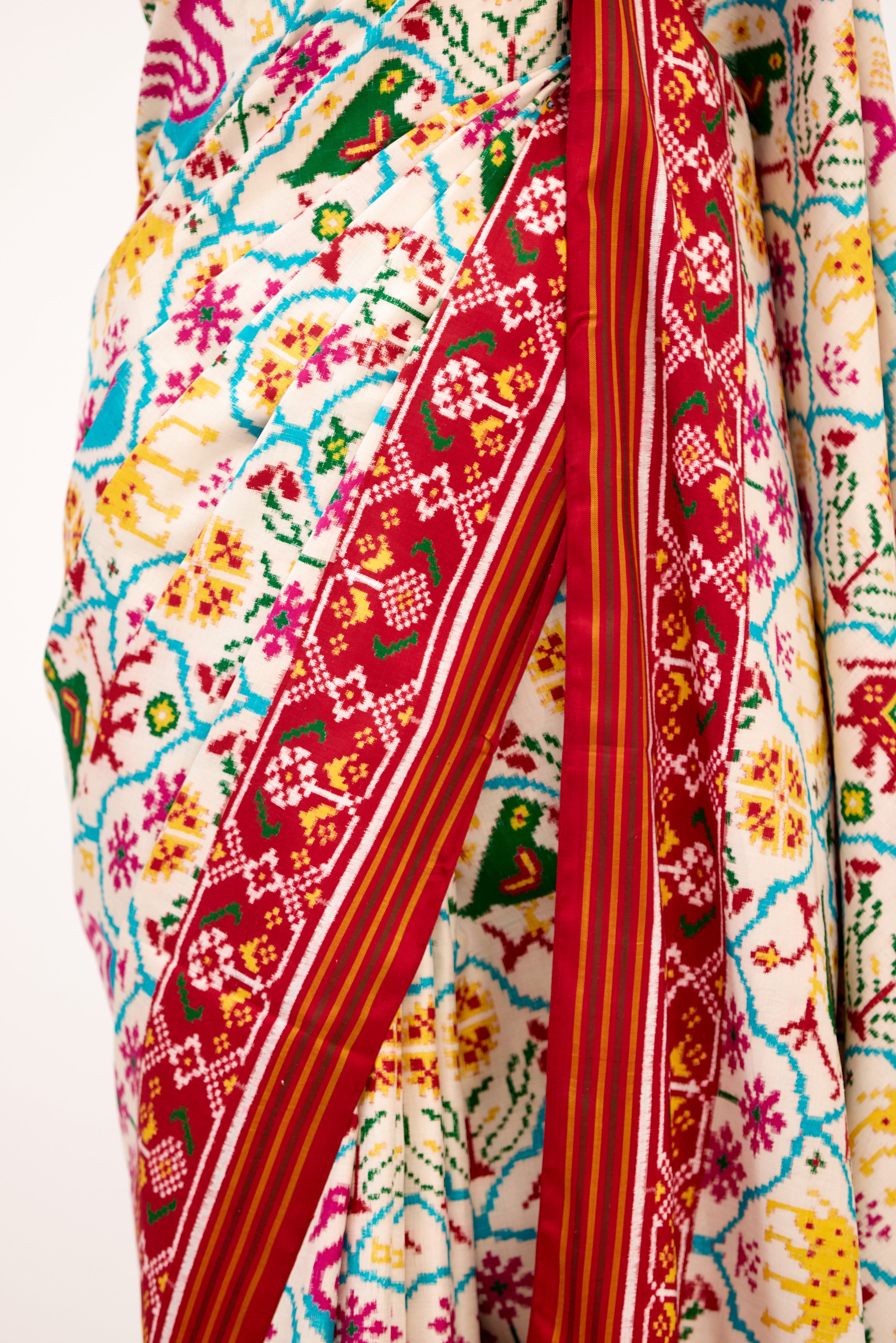 Ivory Opulence Patan Patola Silk Saree