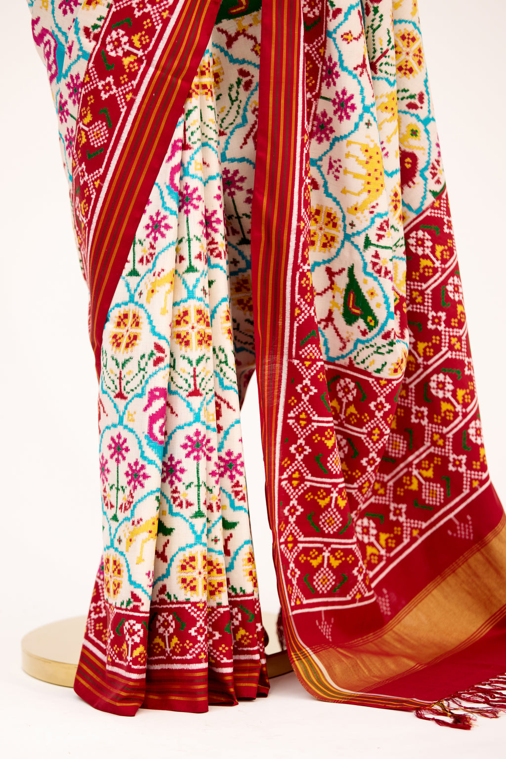 Ivory Opulence Patan Patola Silk Saree