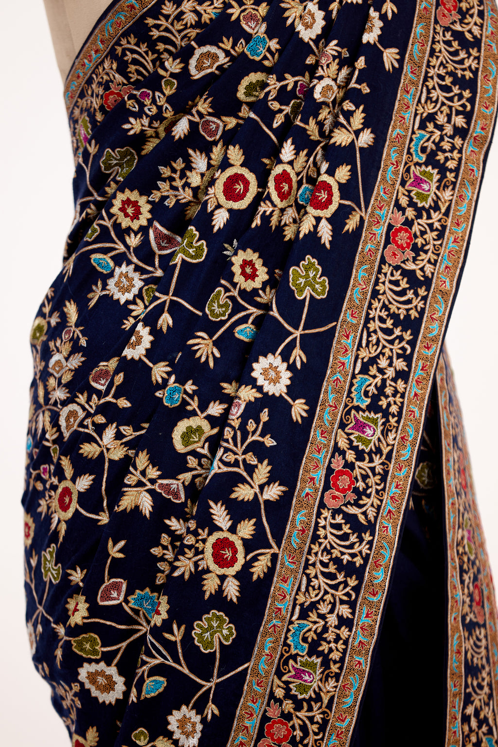 The Imperial Pashmina Handcrafted Kashmiri Tilla Work Saree.