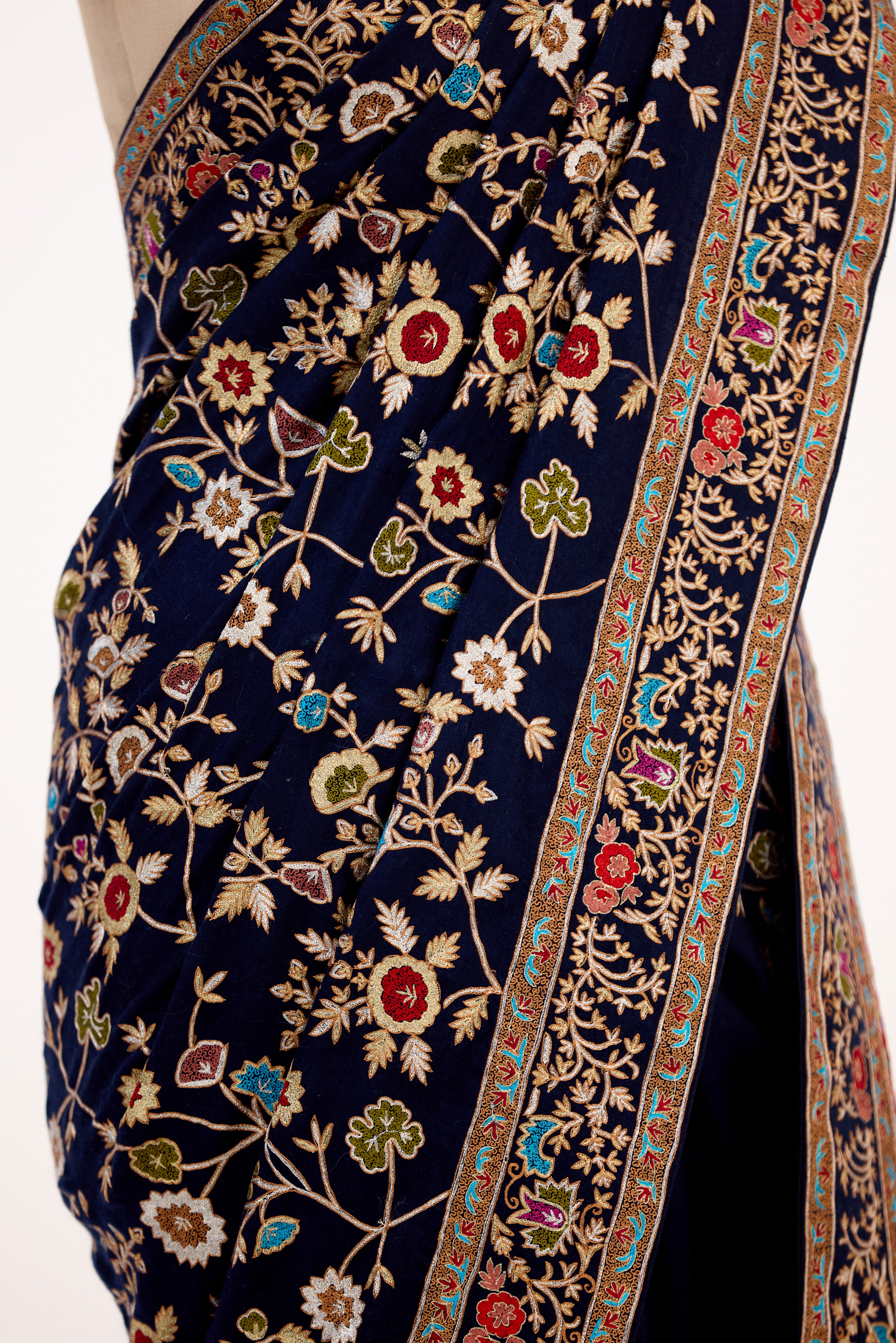 The Imperial Pashmina Handcrafted Kashmiri Tilla Work Saree.