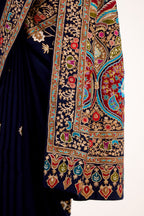 The Imperial Pashmina Handcrafted Kashmiri Tilla Work Saree.