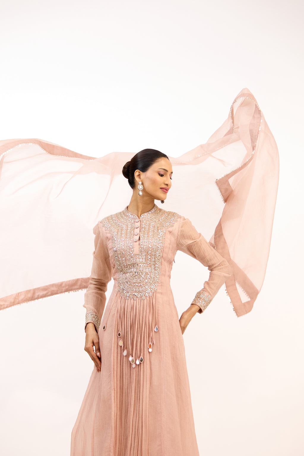 Rajwada Georgette Handcrafted Mirror, Cutdana & Sequin Embroidery Anarkali Suit Set